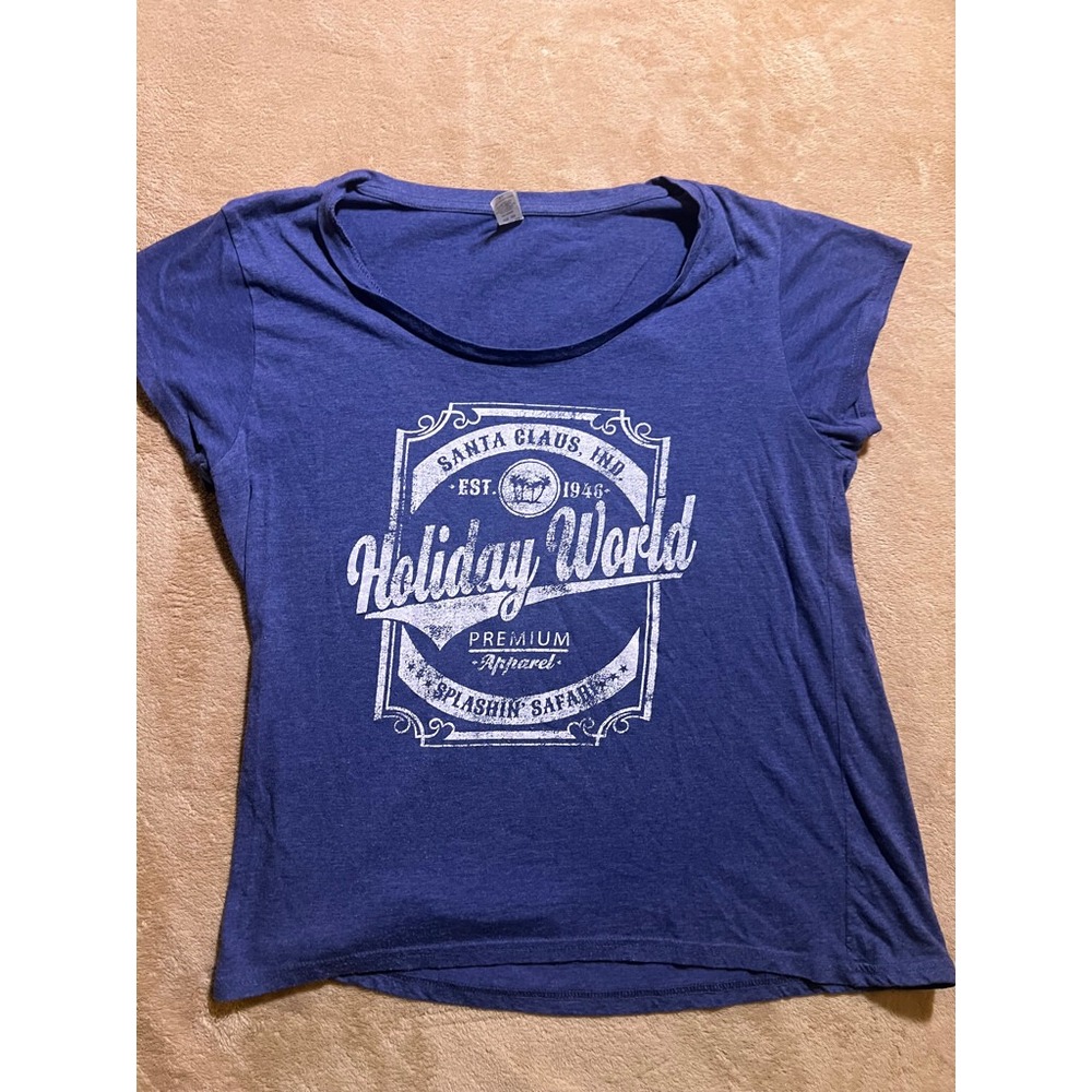 Holiday World & Splashin' Safari XL Navy White Santa Indiana Cotton Fitted Top